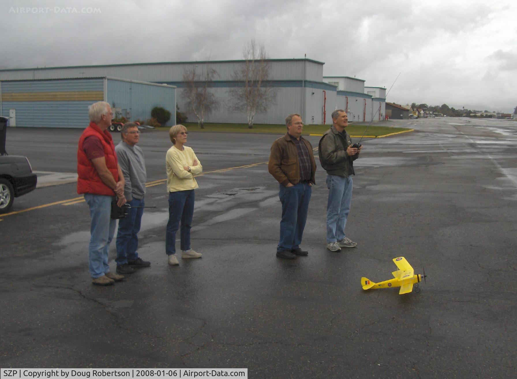Santa Paula Airport (SZP) - Always an attraction-flying RC drones near Rwy 04 threshold on calm windless day. Tiger Moth drone on deck. Please access more drones and in-flight drones from my Aircraft Home Page
