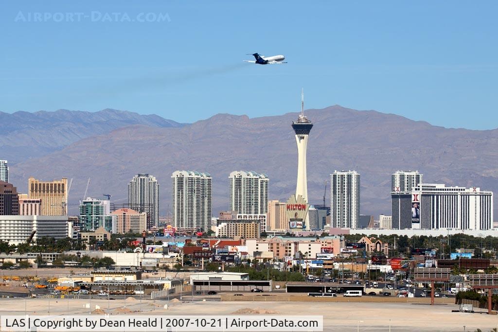 Harry Reid International Airport (LAS) - Las Vegas skyline as seen from parking structure looking northwest.