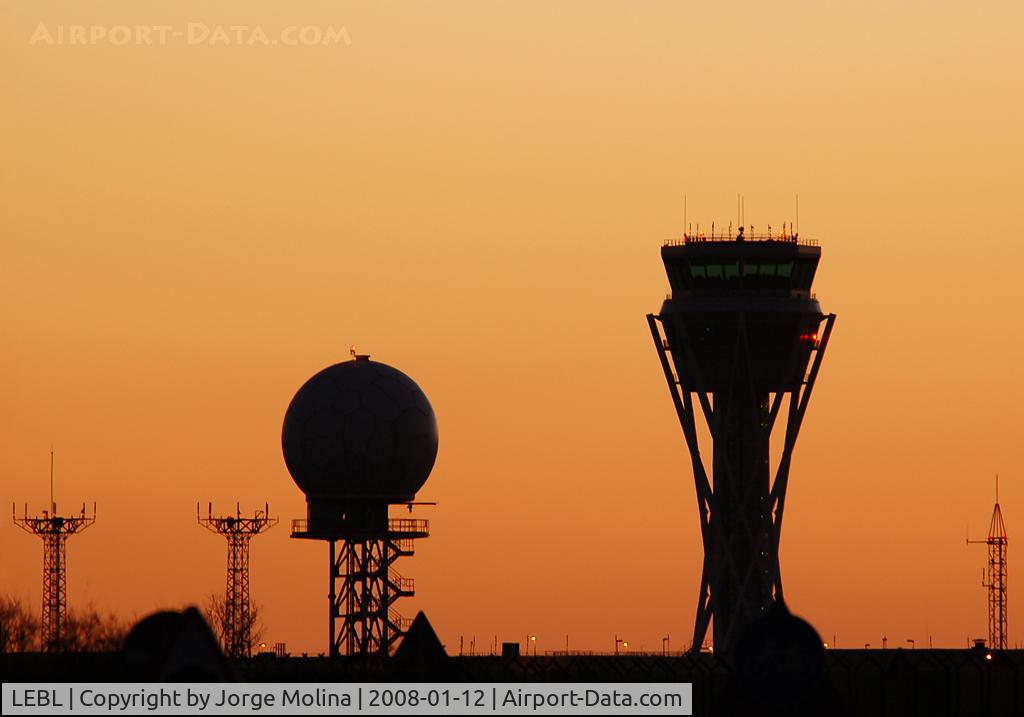 Barcelona International Airport, Barcelona Spain (LEBL) - Approach radar ball and ATC Tower - Barcelona Airport.