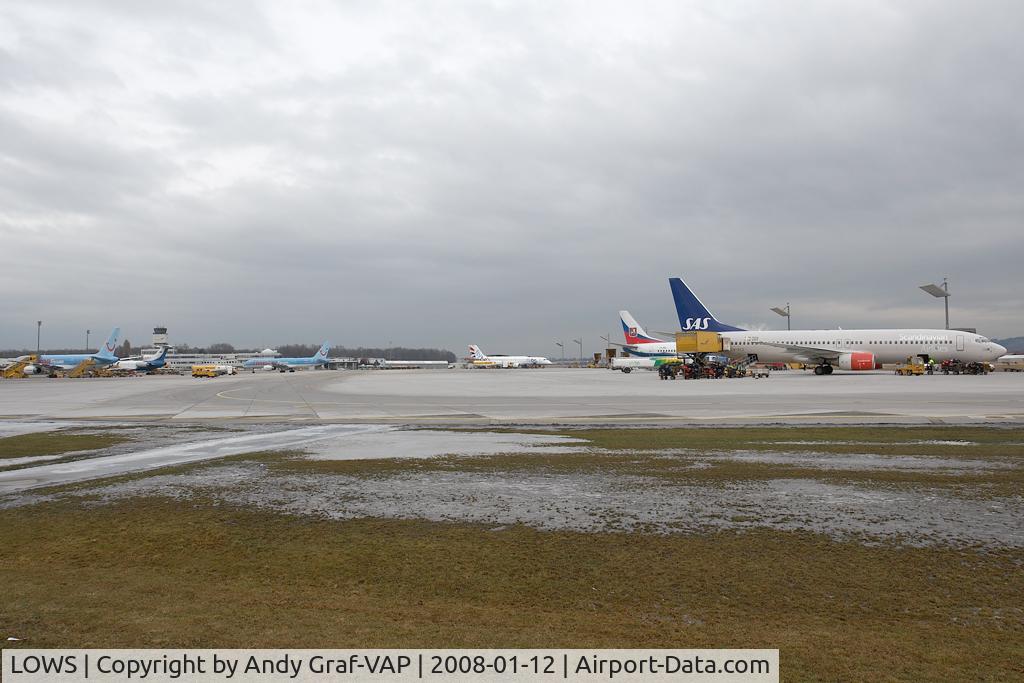 Salzburg Airport, Salzburg Austria (LOWS) - Overview at the afternoon of the full apron.