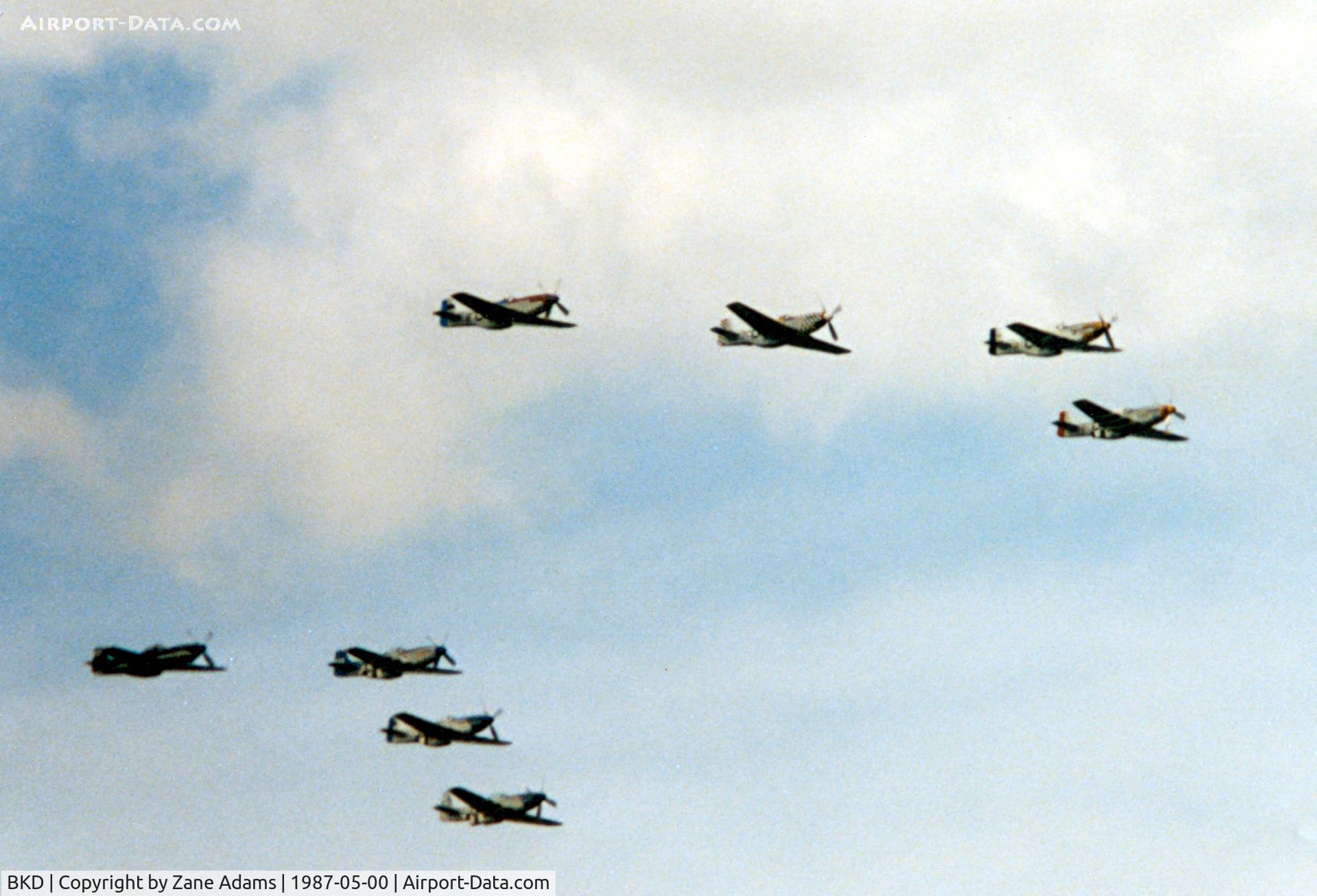 Stephens County Airport (BKD) - Eight ship P-51 Mustang pass at The Breckenridge Airshow