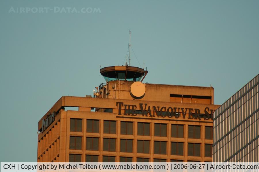 Vancouver Harbour Water Airport (Vancouver Coal Harbour Seaplane Base), Vancouver, British Columbia Canada (CXH) - Control tower on the Vancouver Sun building dominating the seaplane airport
