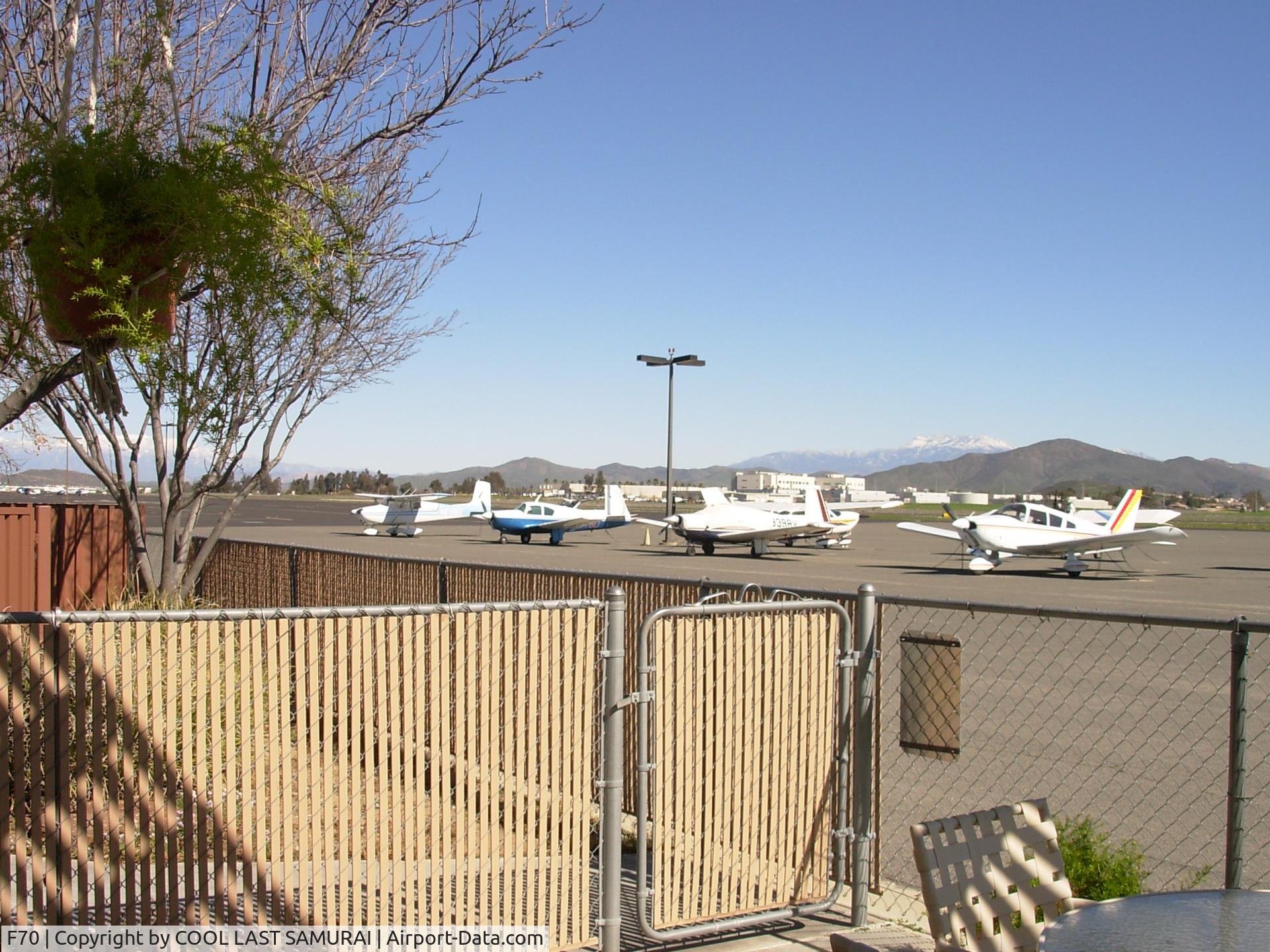 French Valley Airport (F70) - Transient parking, a view from the airport restaurant.