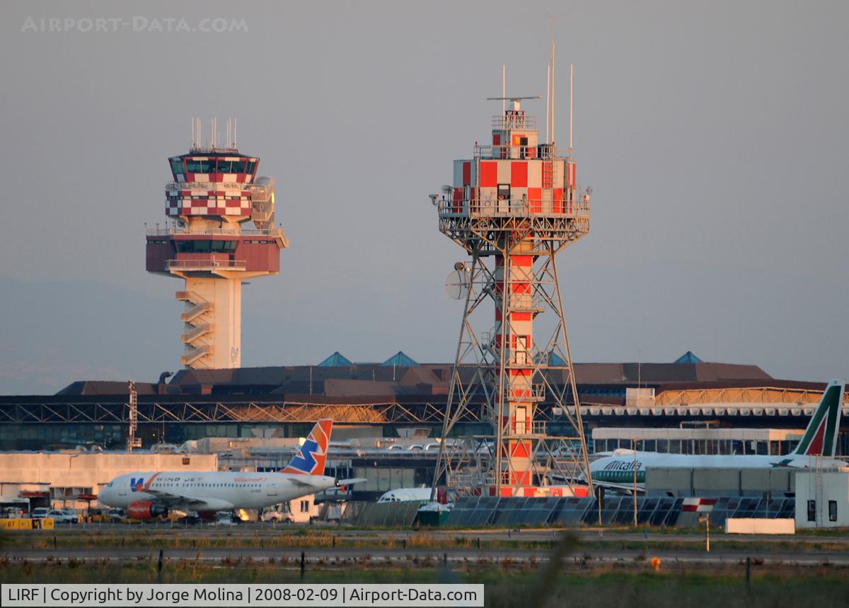 Leonardo Da Vinci International Airport (Fiumicino International Airport), Rome Italy (LIRF) - ATC radar and ATC-Tower, Fiumicino International Airport (Leonardo Da Vinci).