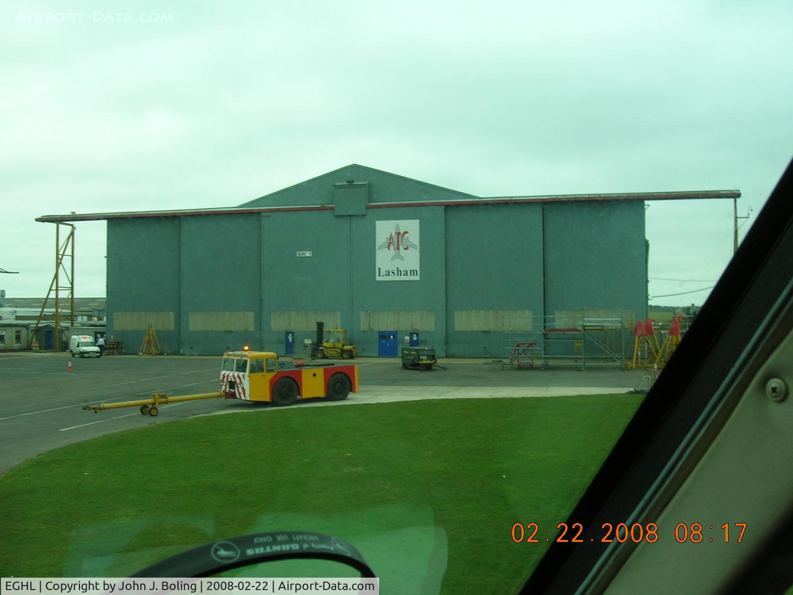 Lasham Airfield Airport, Basingstoke, England United Kingdom (EGHL) - Maintenance hangar at Lasham, England
