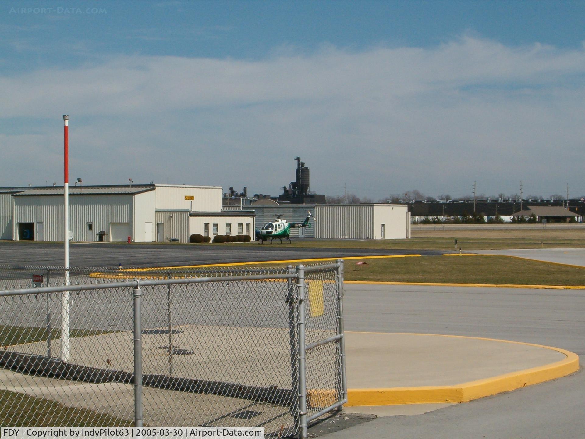 Findlay Airport (FDY) - A helicopter near the FBO buildings