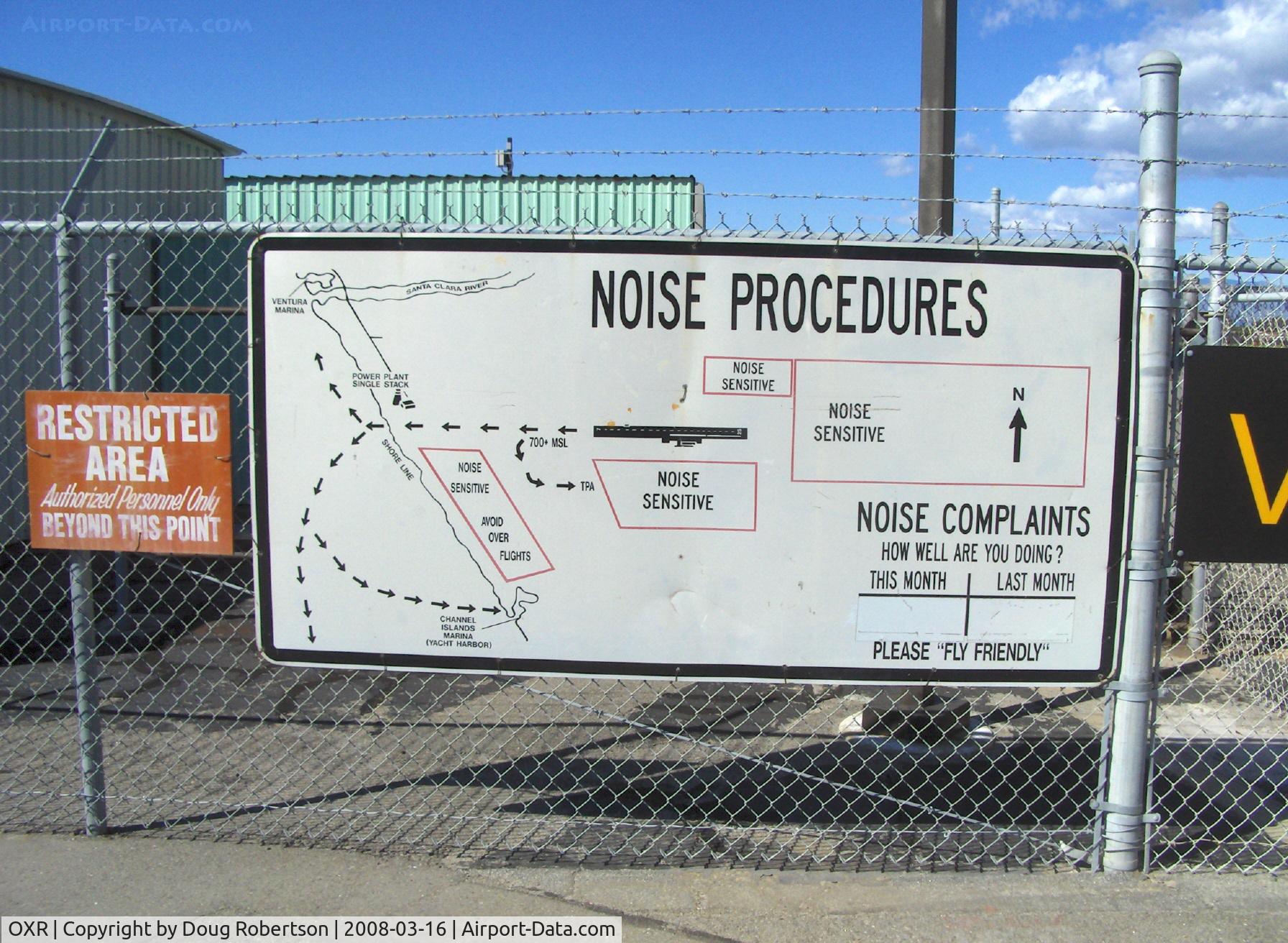 Oxnard Airport (OXR) - Noise Procedures. Noise-sensitive areas. Complaint tally.