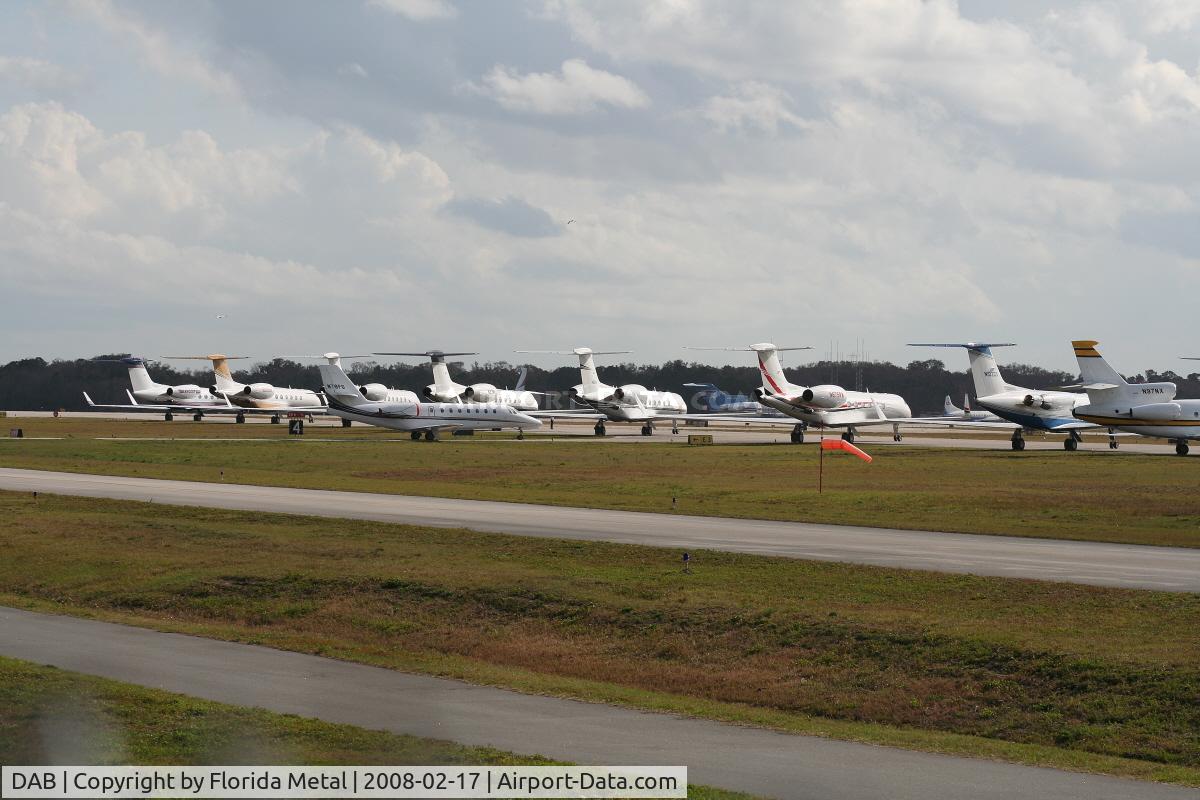Daytona Beach International Airport (DAB) - Line up of jets parked on Runway 16/34 during Daytona 500