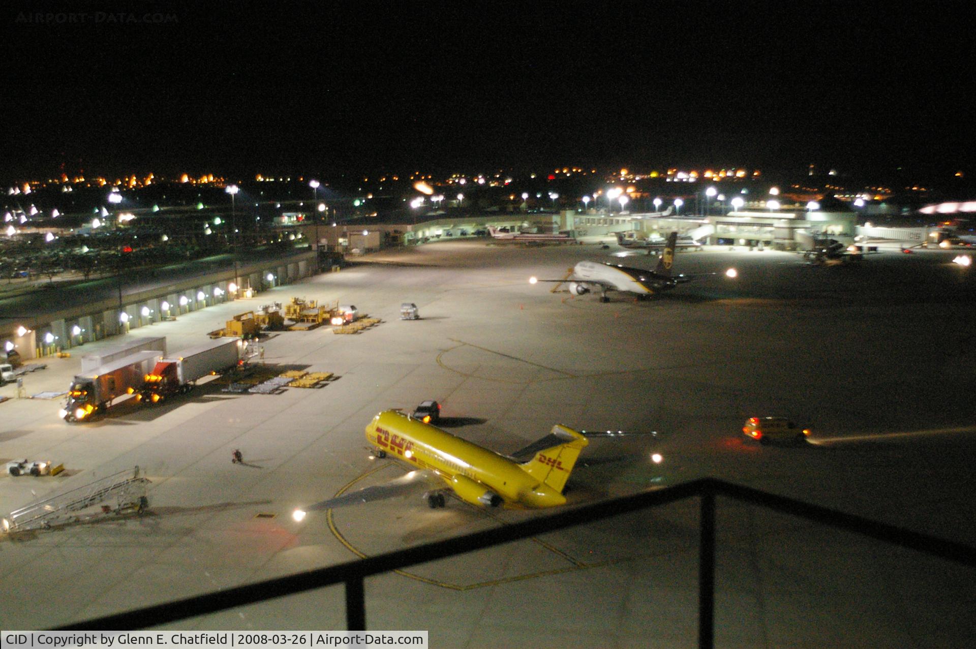 The Eastern Iowa Airport (CID) - DHL (Airborne Express) and UPS cargo ramp.  FedEx has a ramp on the west side of the field