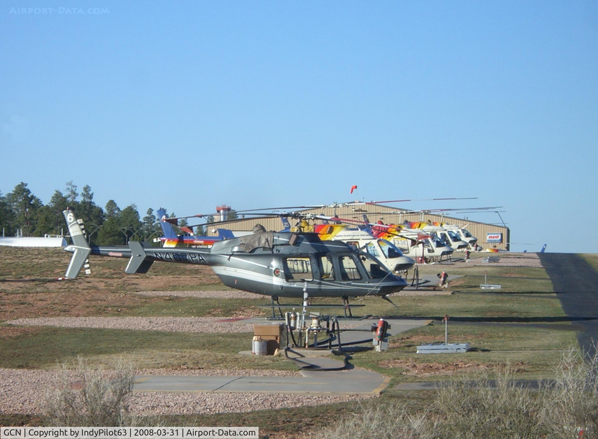 Grand Canyon National Park Airport (GCN) - Bell helicopters lined up.