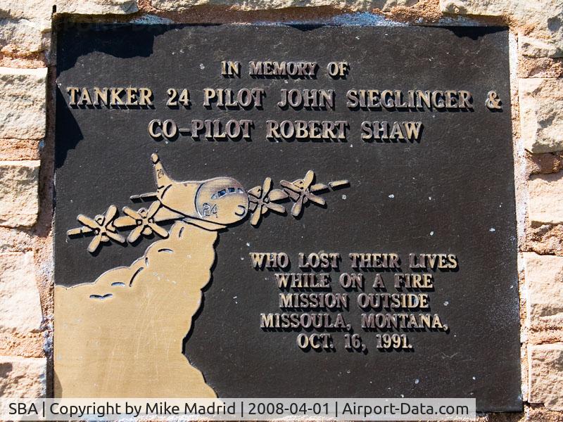 Santa Barbara Municipal Airport (SBA) - Fire Station memorial plaque 
