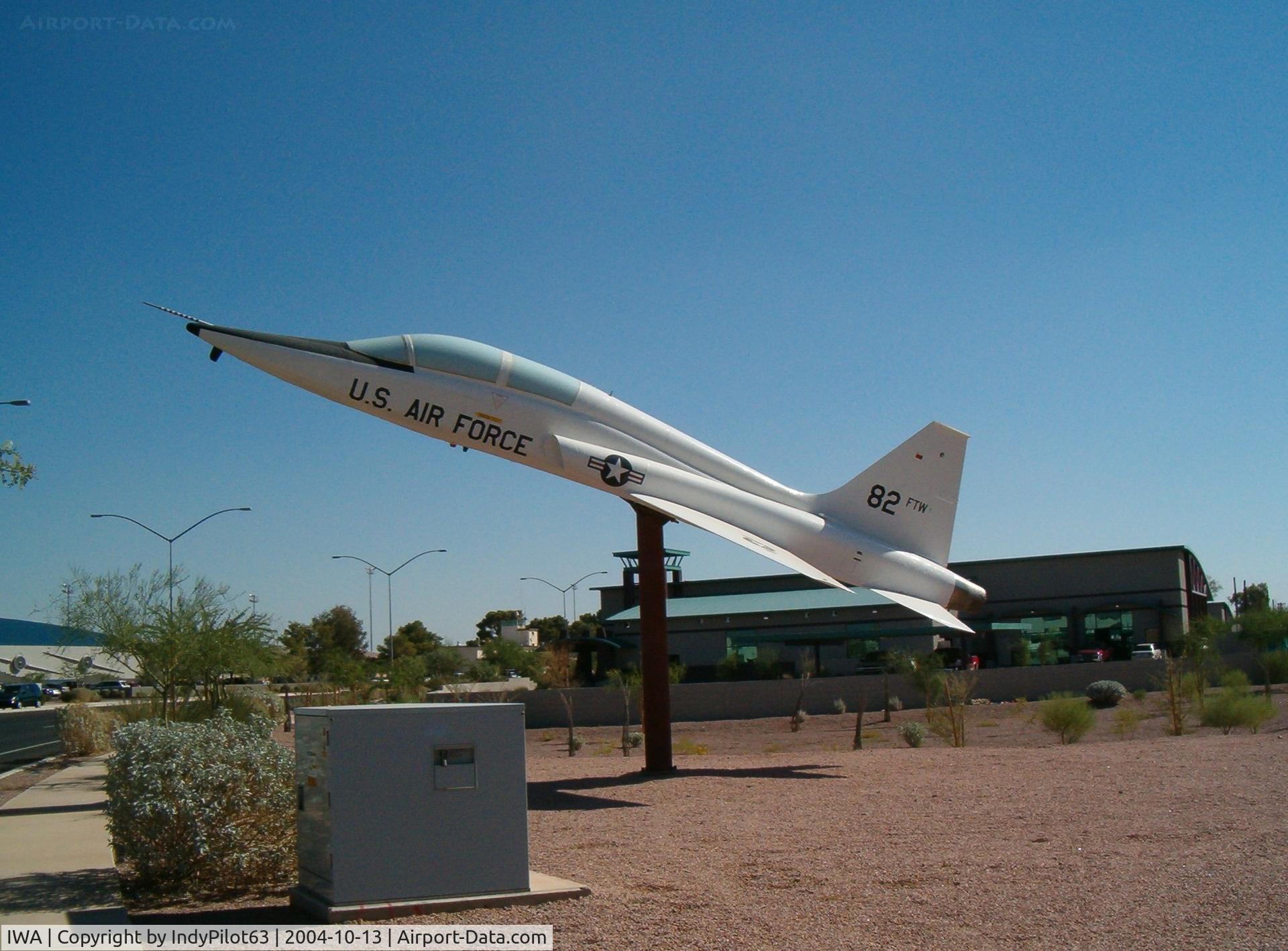 Phoenix-mesa Gateway Airport (IWA) - A T-38 trainer, which used to call this place home when it was Williams AFB. My uncle Ed helped to design the GE engines.