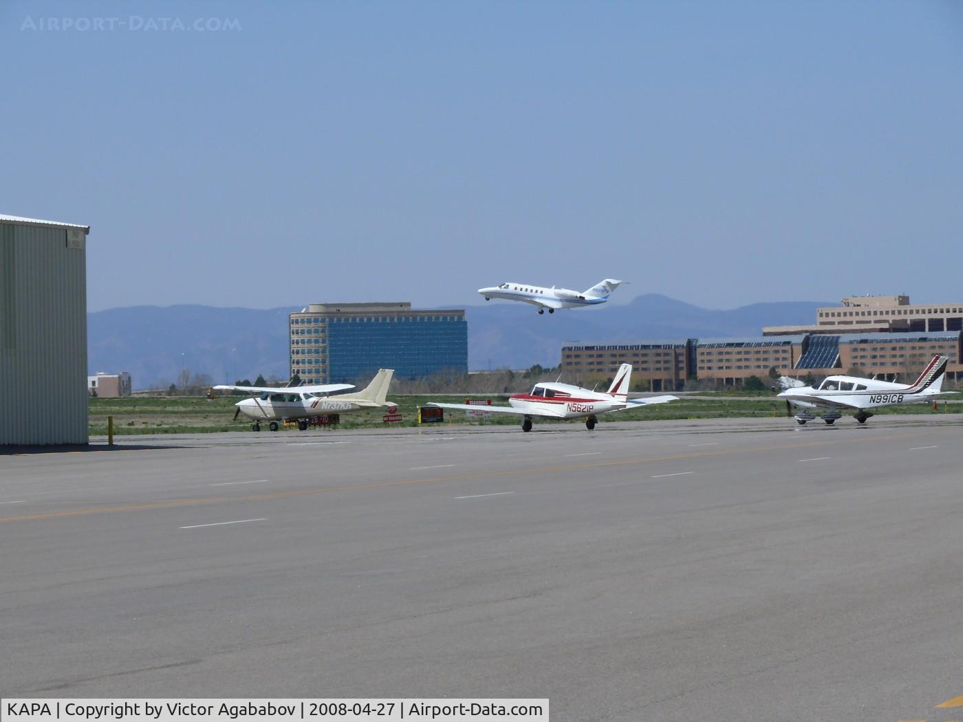 Centennial Airport (APA) - Run-ups at runway 10. And a jet taking off rwy 17L as a bonus.