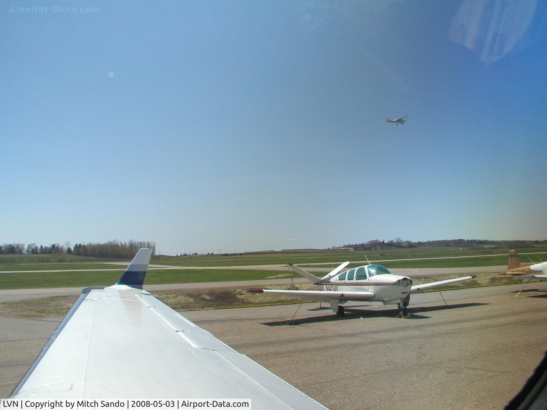 Airlake Airport (LVN) - View of Airlake from inside King Air 351DD.