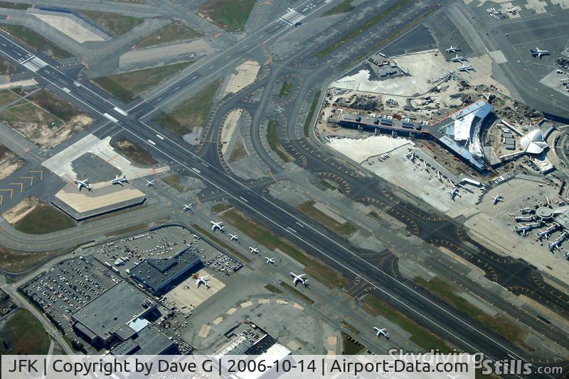 John F Kennedy International Airport (JFK) - Traffic jam at JFK seen from 6000 feet.