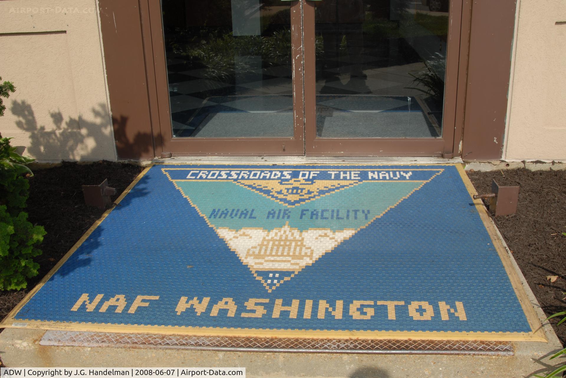 Joint Base Andrews Airport (ADW) - Welcome mat on land side of Naval Air Facility Washington DC on board Andrews AFB 