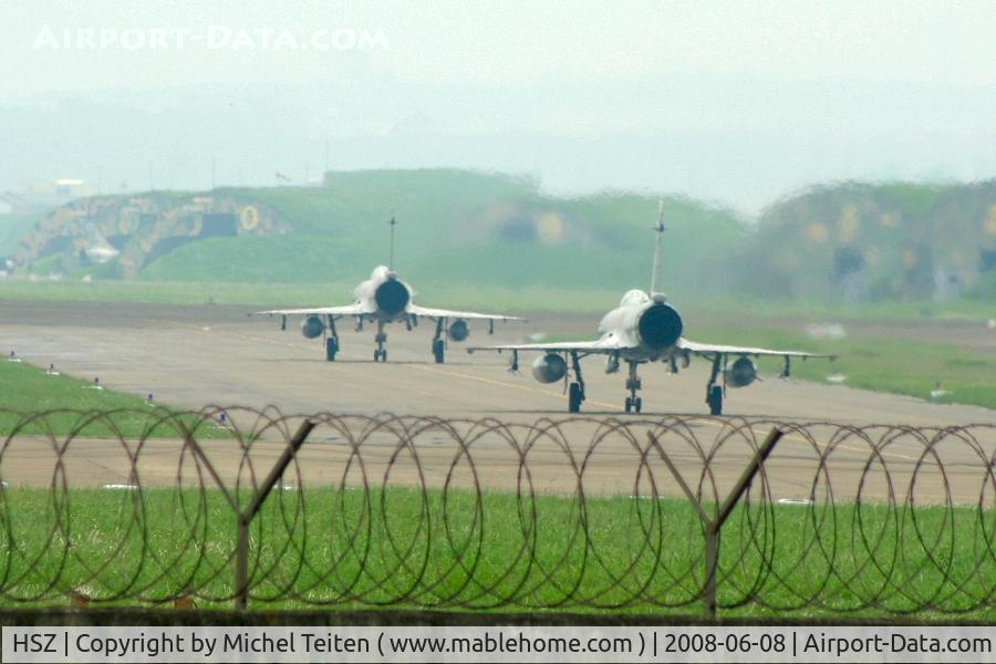 HSZ Airport - 2 Mirage 2000-5 from Taiwan Air Force taxiing at Hsin Chu AB