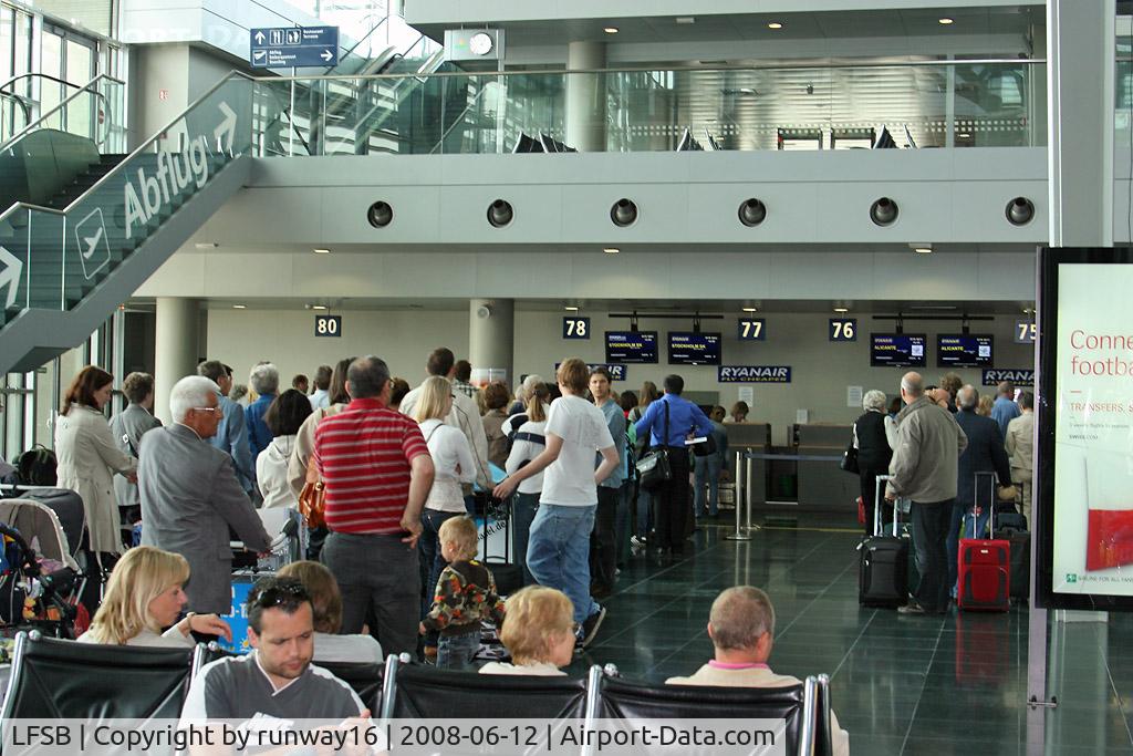 EuroAirport Basel-Mulhouse-Freiburg, Basel (Switzerland), Mulhouse (France) and Freiburg (Germany) France (LFSB) - Check-in Ryanair flights to Stockholm and Alicante