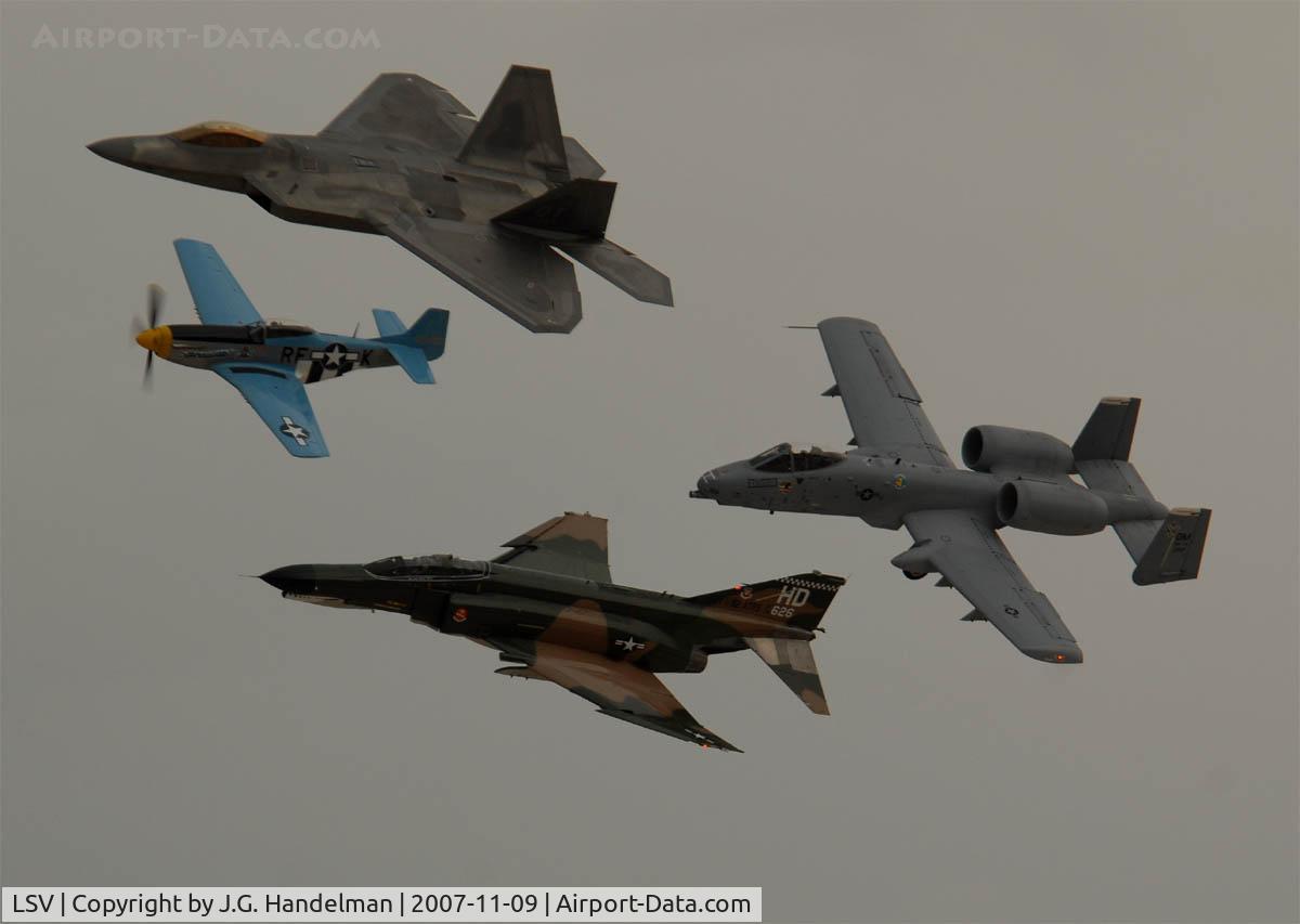 Nellis Afb Airport (LSV) - The North American pony keeps pace.