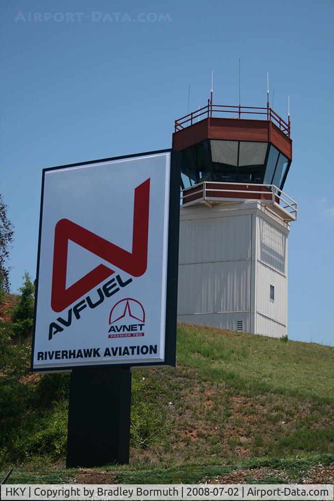 Hickory Regional Airport (HKY) - The new Riverhawk fuel sign in front of the control tower.