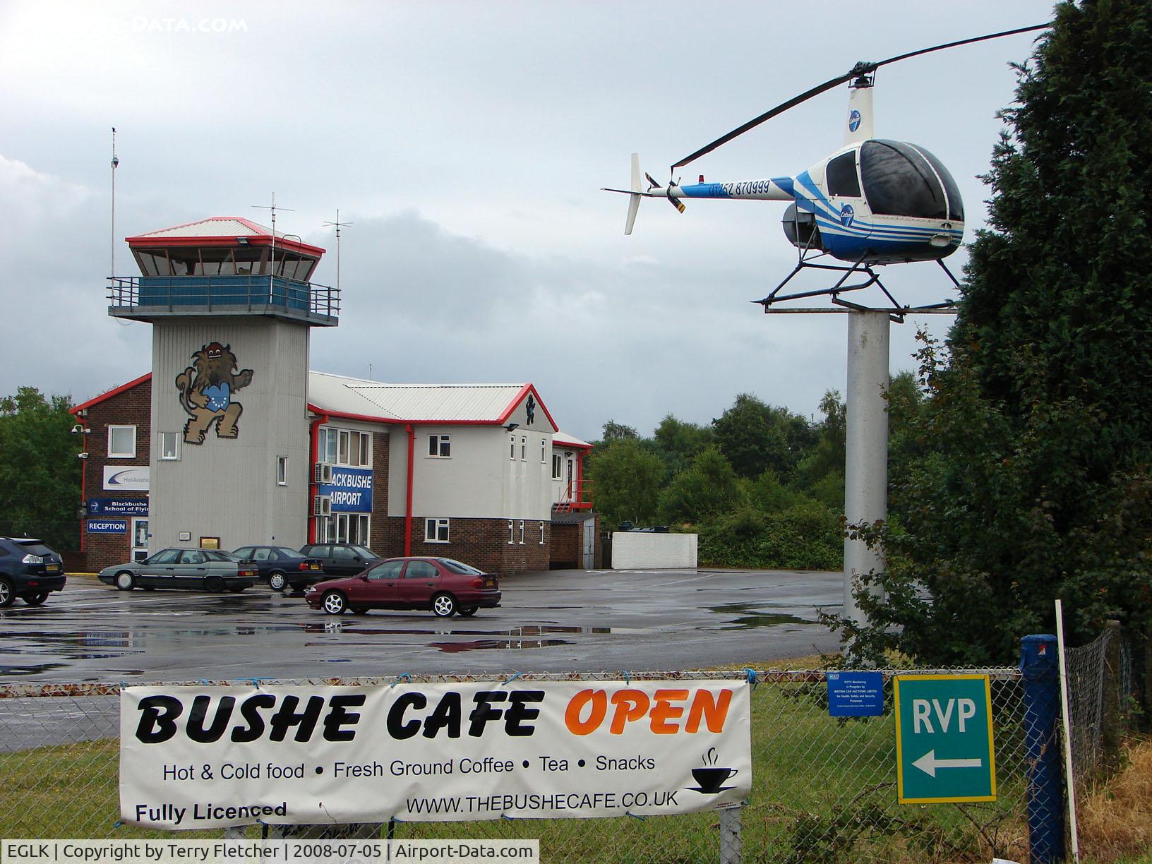 Blackbushe Airport, Camberley, England United Kingdom (EGLK) - Picture taken from the road entrance to Blackbushe Airport