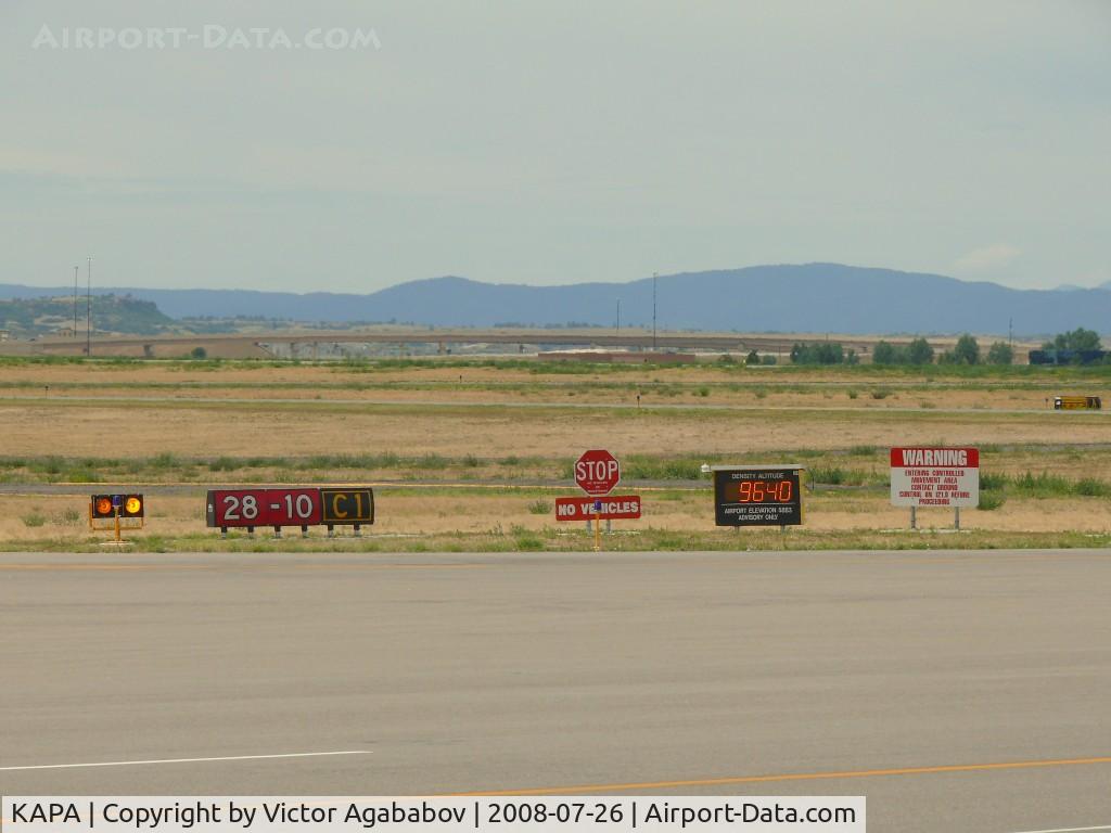 Centennial Airport (APA) - High density altitude... Practically 4000 feet over the actual Centennial airport elevation.