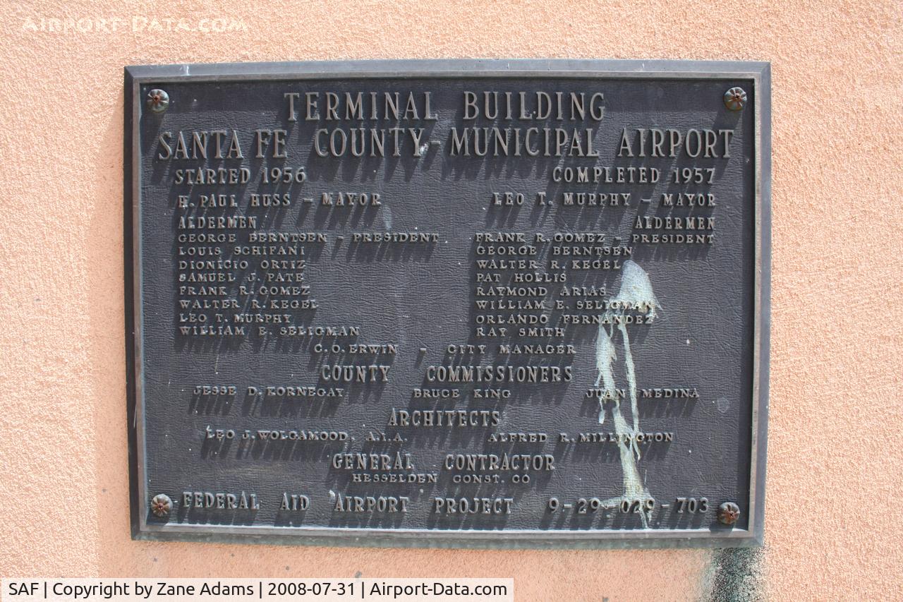 Santa Fe Municipal Airport (SAF) - Santa Fe Municipal  - marker on terminal building