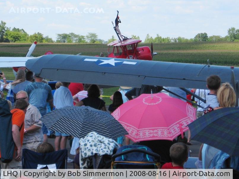 Fairfield County Airport (LHQ) - Wing walking act preparing to get under way at Wings of Victory airshow - Lancaster, Ohio