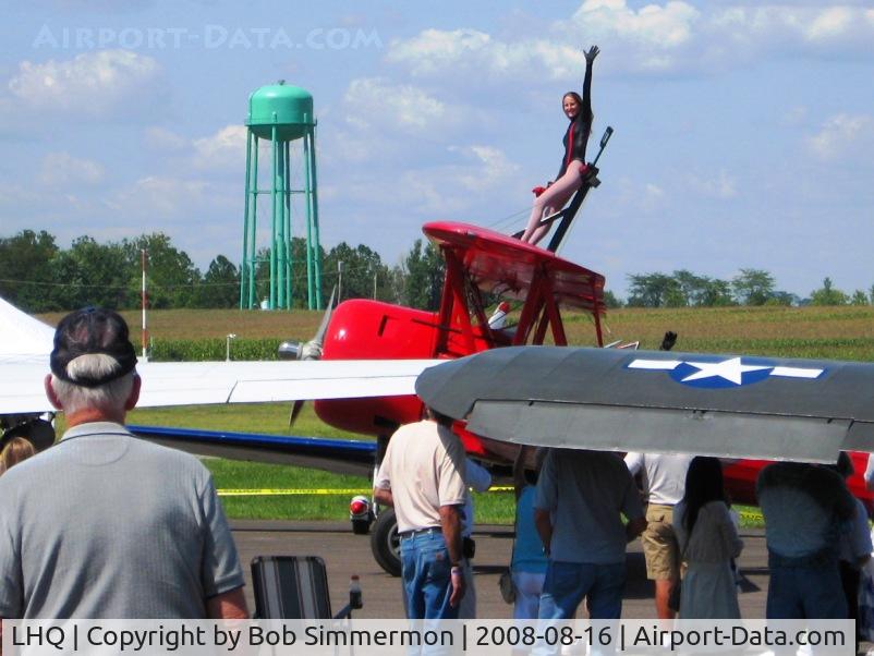 Fairfield County Airport (LHQ) - Wing walking act at Wings of Victory airshow - Lancaster, Ohio