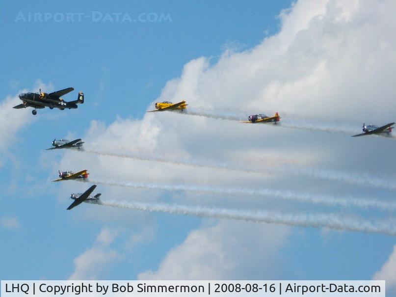Fairfield County Airport (LHQ) - AT-6 & B-25 (N744CG) formation at Wings of Victory airshow - Lancaster, Ohio