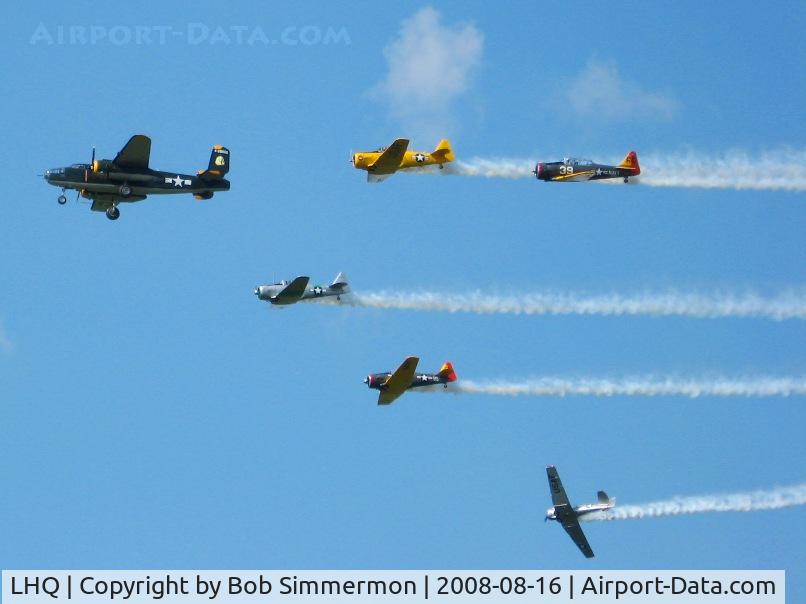 Fairfield County Airport (LHQ) - AT-6 & B-25 (N744CG) formation at Wings of Victory airshow - Lancaster, Ohio