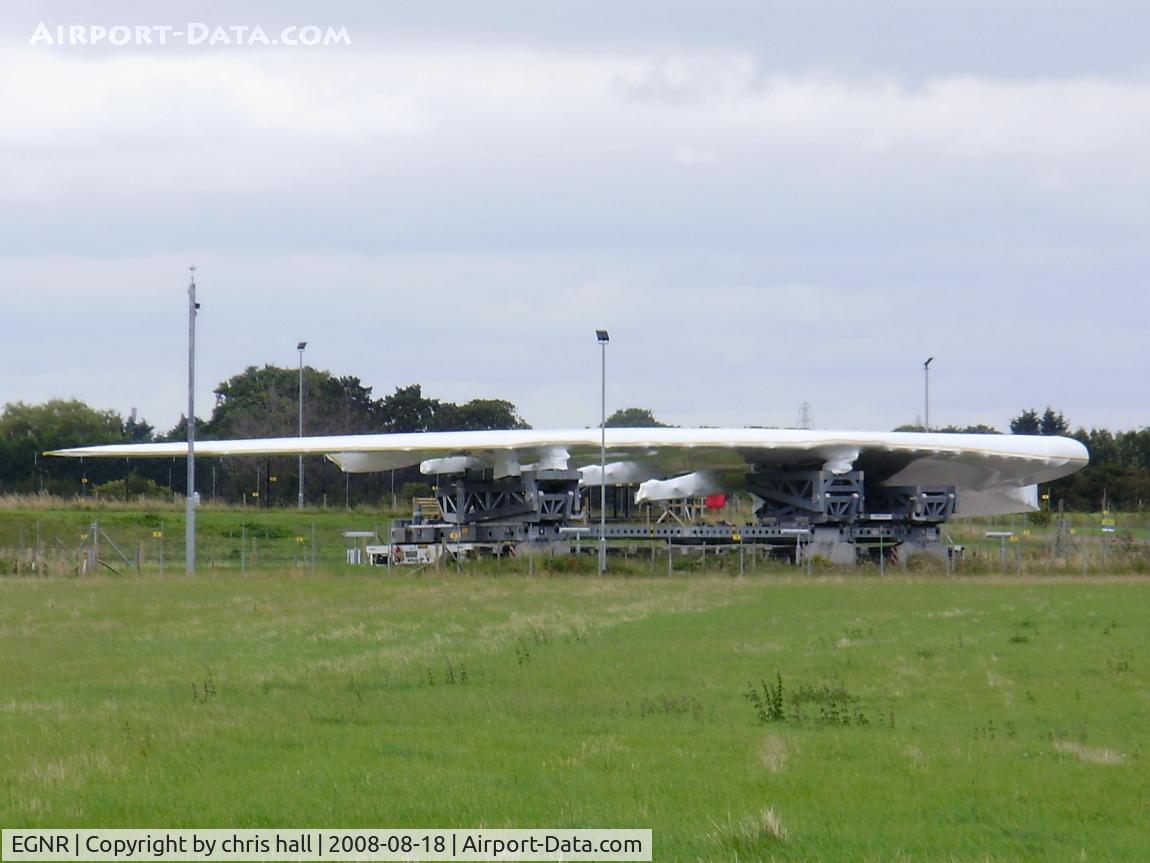 Hawarden Airport, Chester, England United Kingdom (EGNR) - A380 wing waiting to be loaded onto a barge for the trip down the River Dee