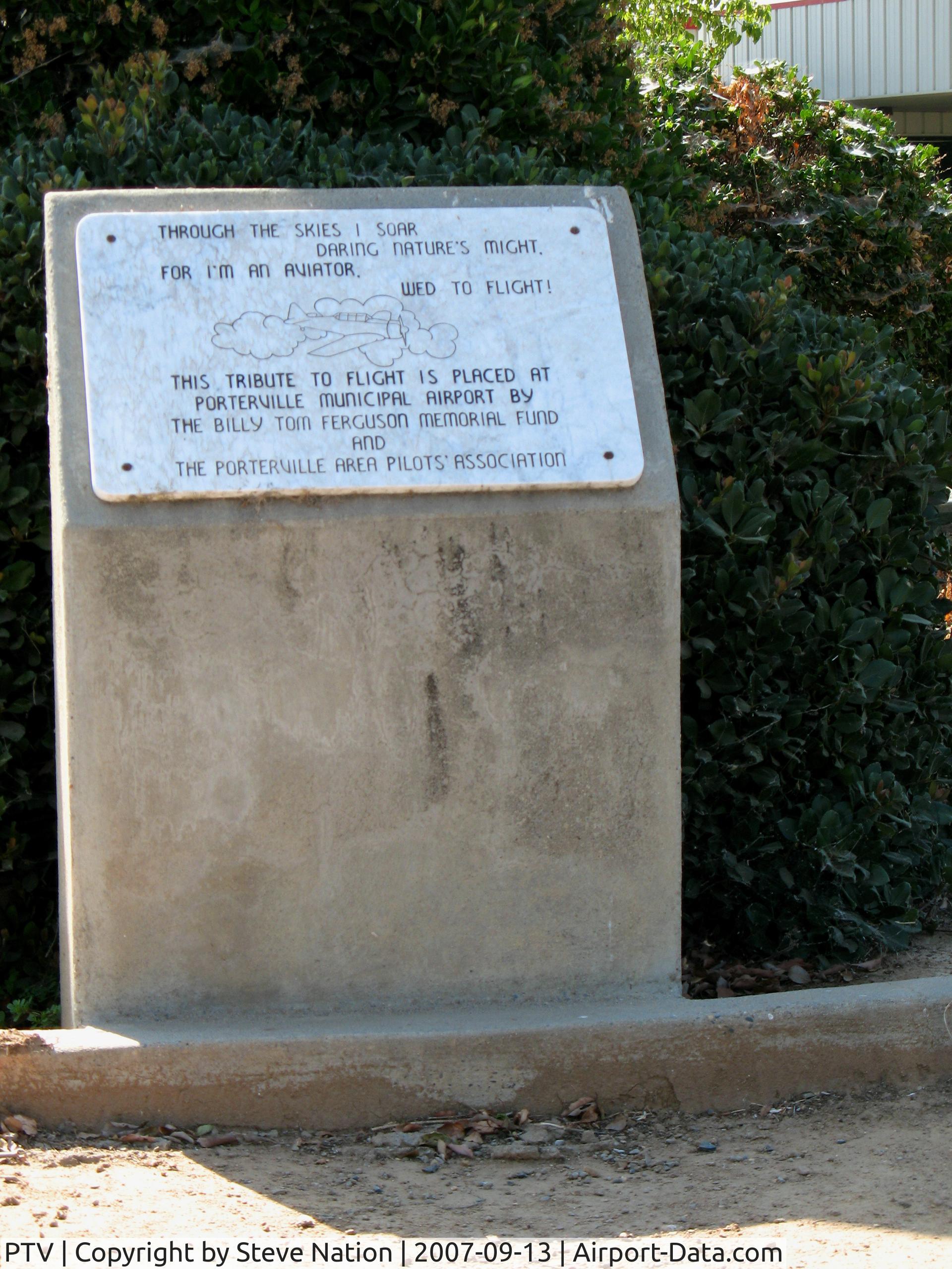 Porterville Municipal Airport (PTV) - Memorial at base of pole-mounted A-4 BuAer 147727 AH/400 USS Oriskany