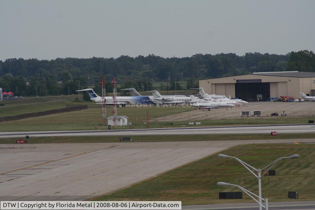 Detroit Metropolitan Wayne County Airport (DTW) - One of the FBOs at DTW with an ex Spirit MD-80