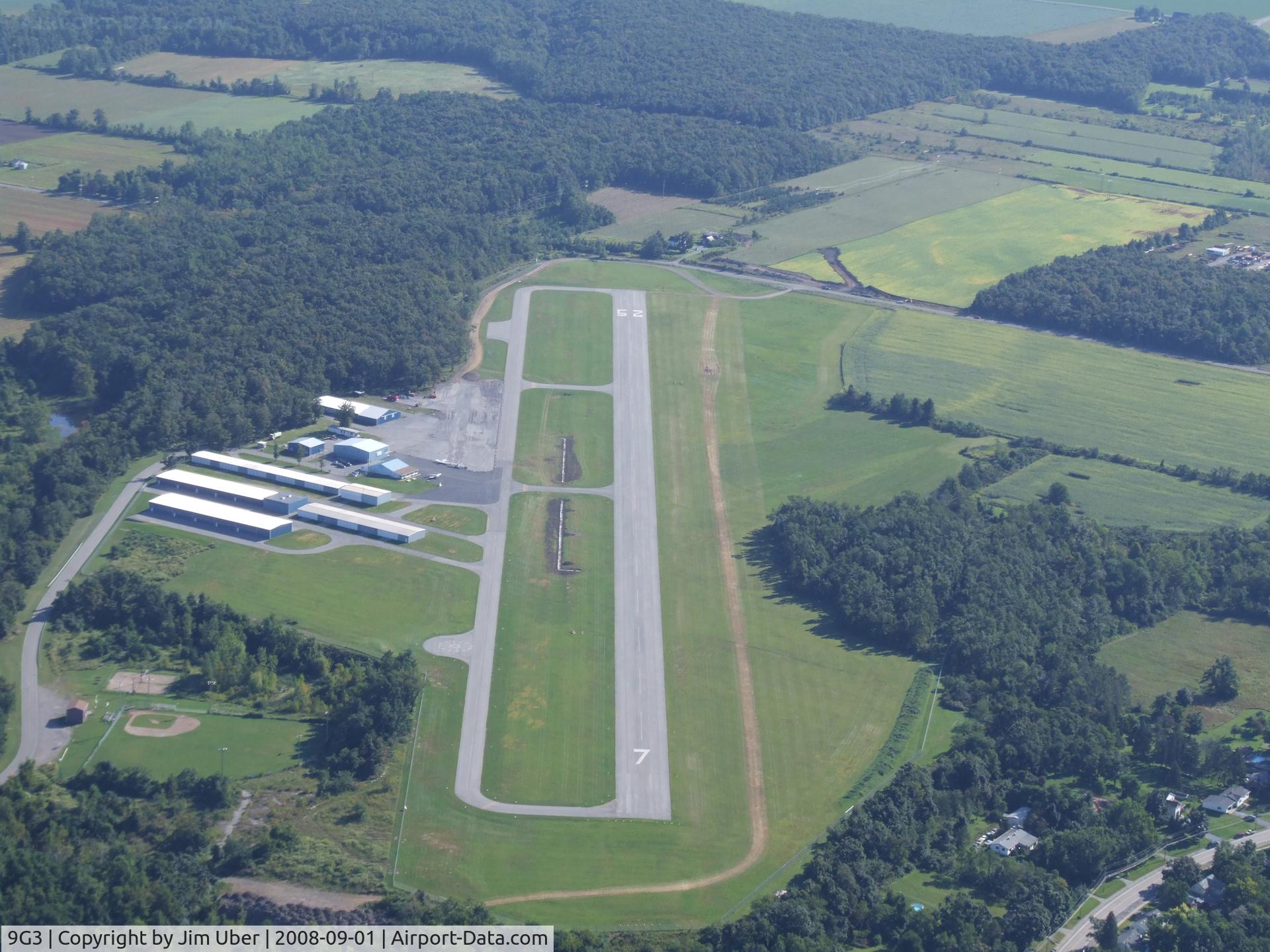 Akron Airport (9G3) - Looking down Rwy 7 on a quiet sunday morning