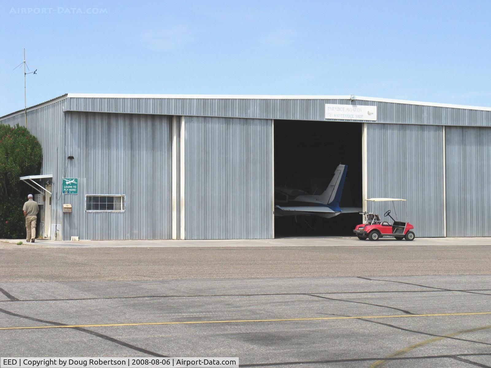 Needles Airport (EED) - Paradice Aviation FBO, adjacent town of Needles typically is Califoria's hottest temp each Summer. 