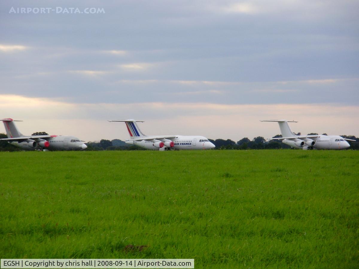Norwich International Airport, Norwich, England United Kingdom (EGSH) - BAe 146 stored at Norwich Airport