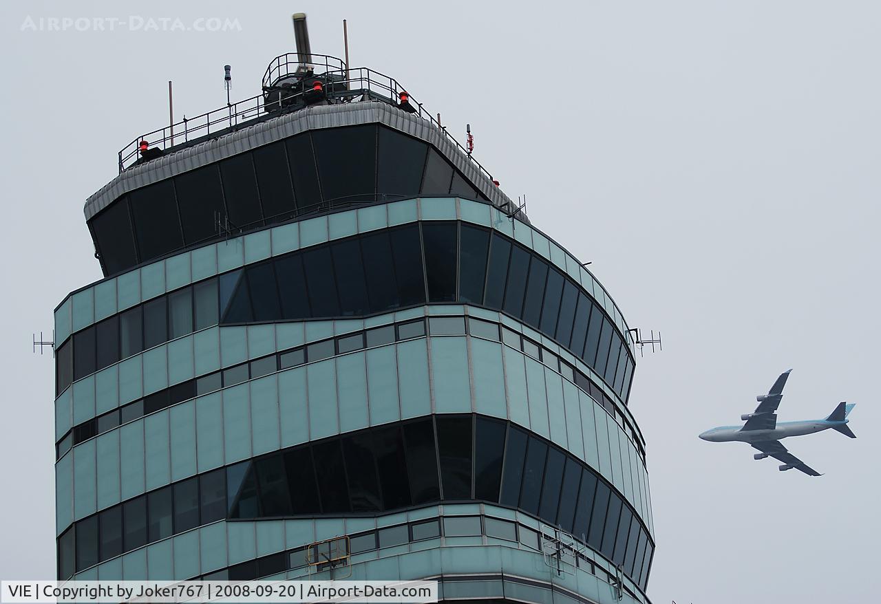 Vienna International Airport, Vienna Austria (VIE) - With a Korean Air Cargo Boeing 747-400F in the background.