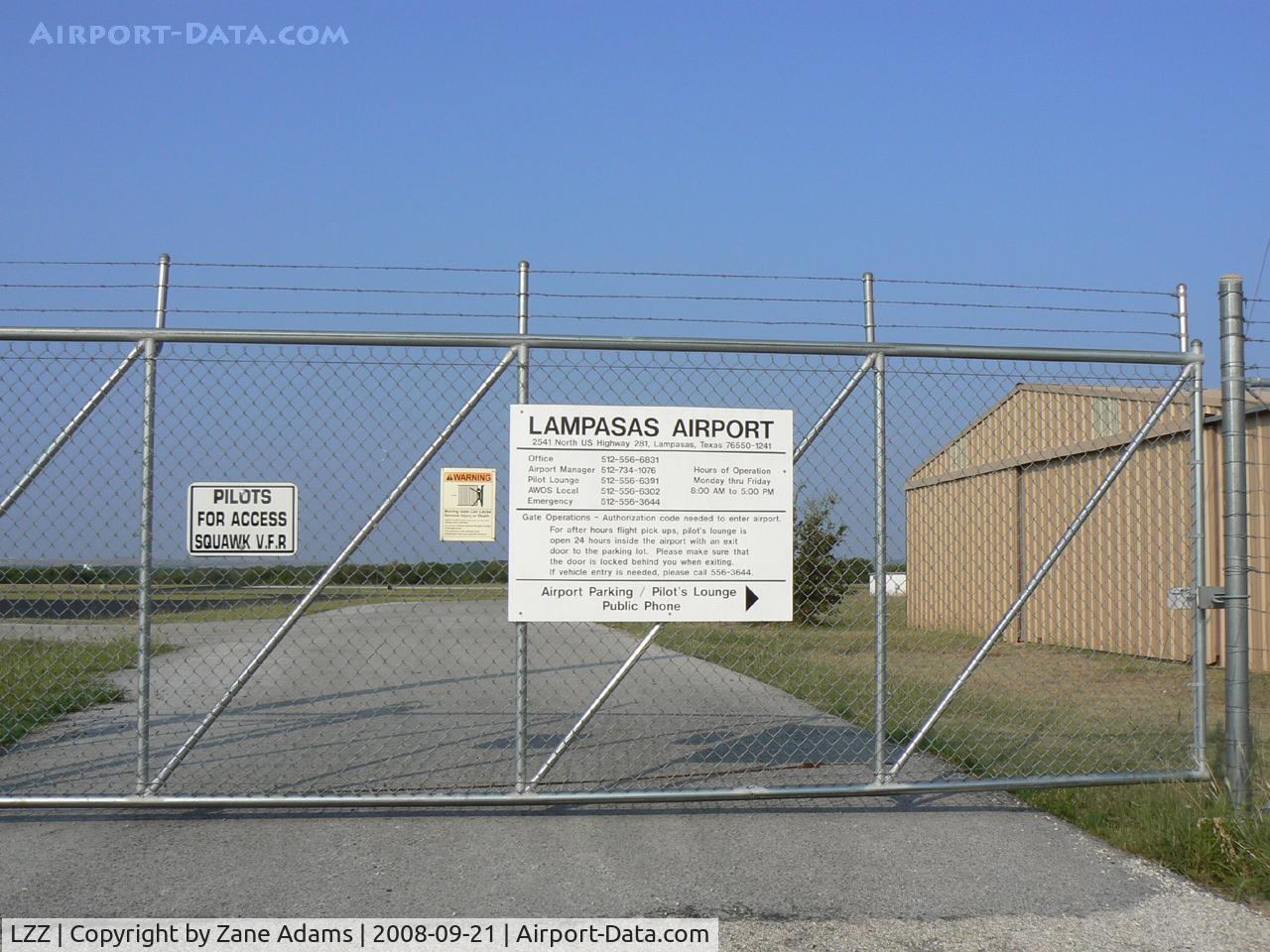 Lampasas Airport (LZZ) - Lampasas Municipal .... front gate...I guess the fence is to keep the deer out...the gate code is easy.