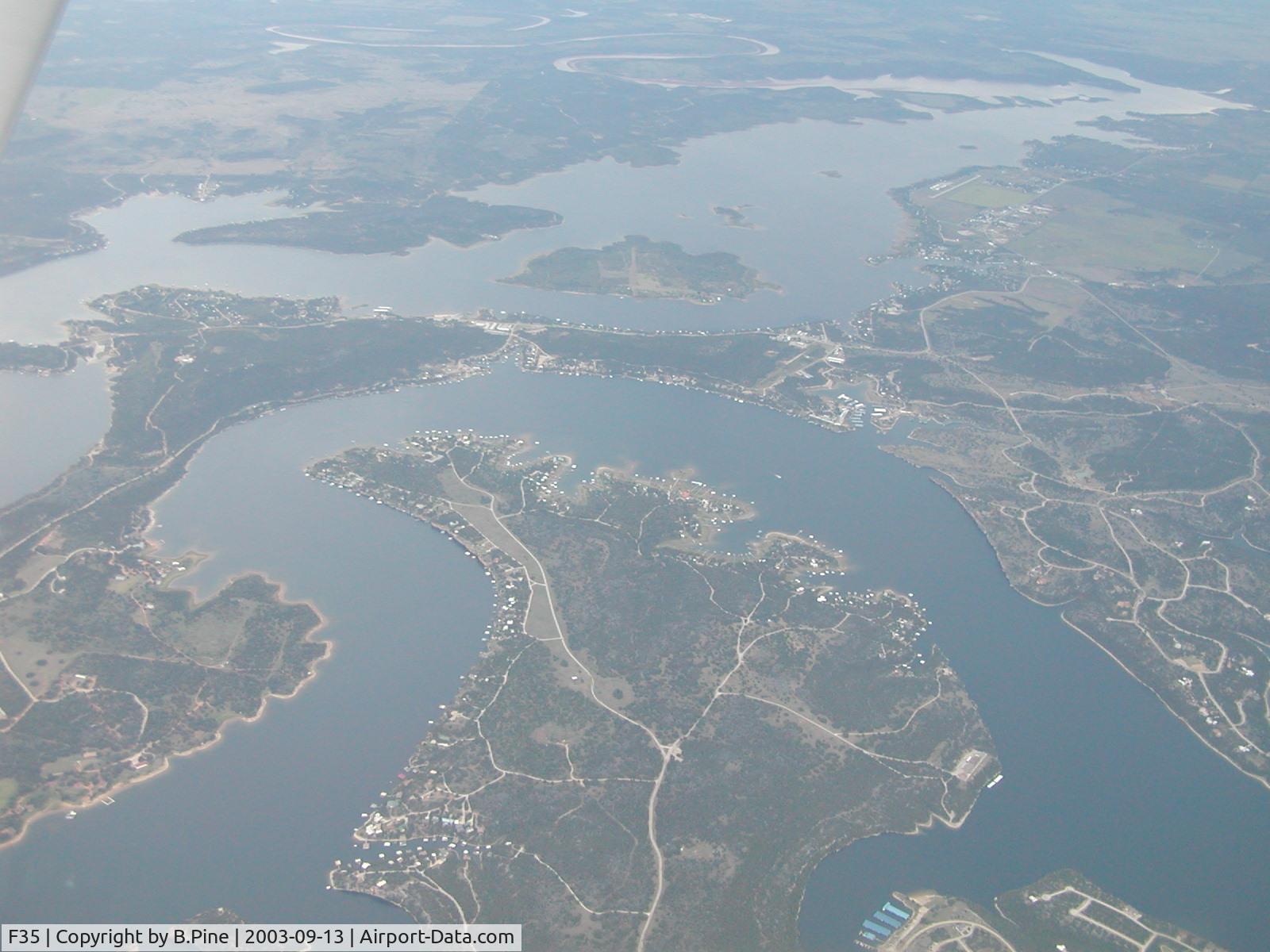 Possum Kingdom Airport (F35) - Can you find the airport? Right upper corner of the picture is the N/S Rwy. This picture was taken while looking North.