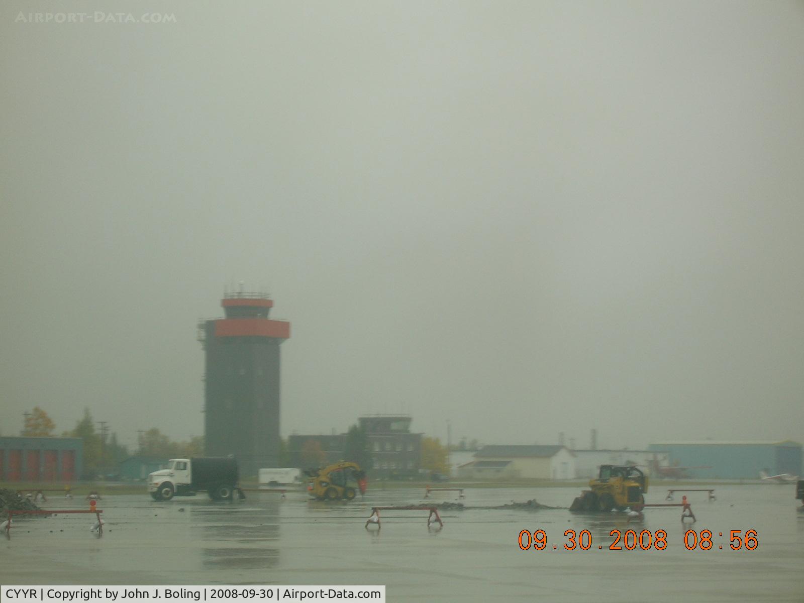 CFB Goose Bay (Goose Bay Airport), Happy Valley-Goose Bay, Newfoundland and Labrador Canada (CYYR) - Tower and ramp at Goose Bay on a rainy day