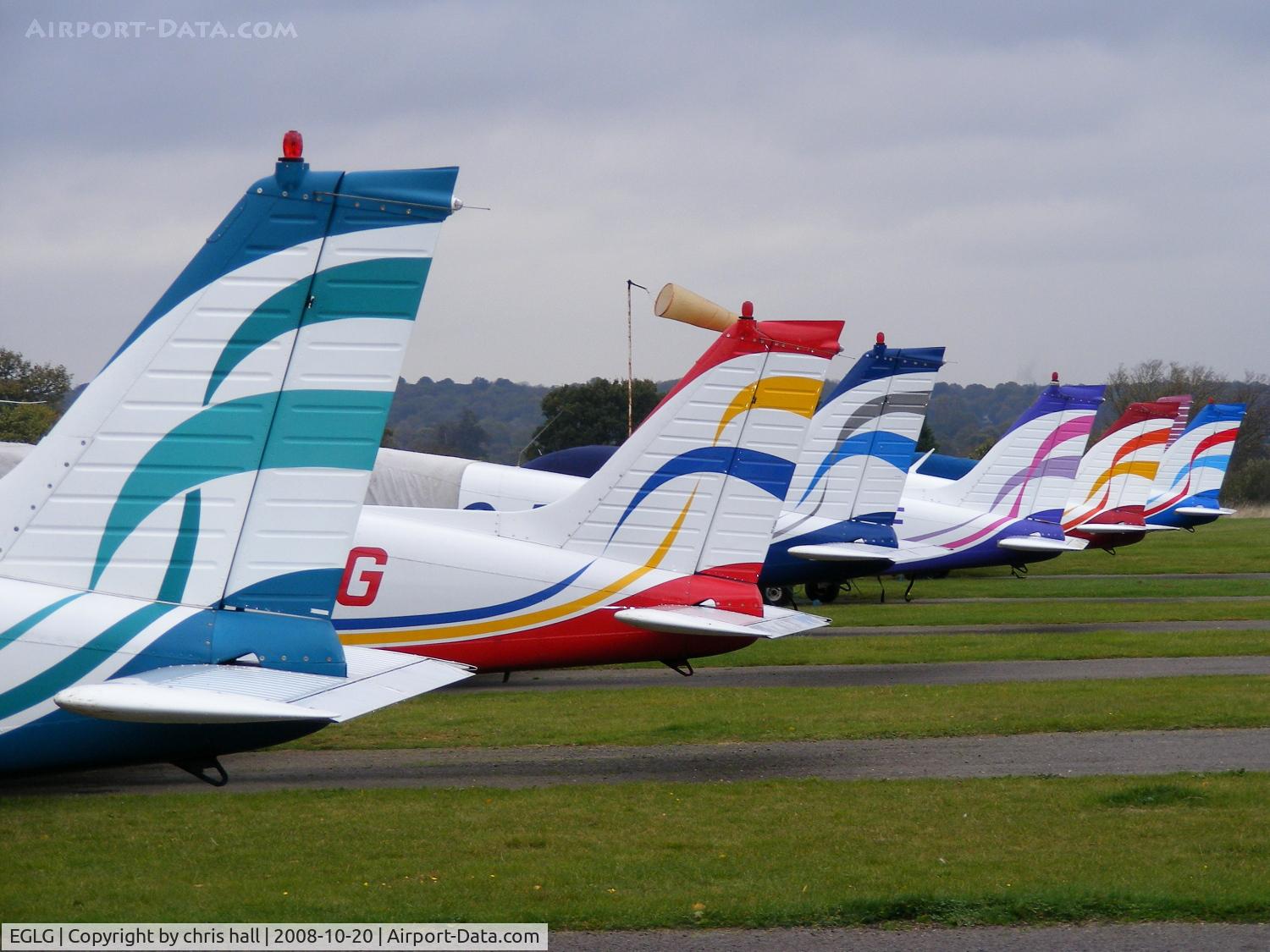 Panshanger Airport, Hertford, England United Kingdom (EGLG) - Colourful tails of the East Herts Flying School