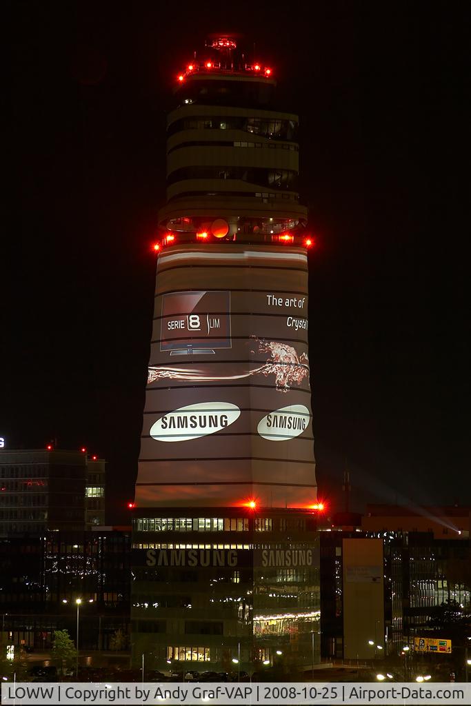 Vienna International Airport, Vienna Austria (LOWW) - Tower at night