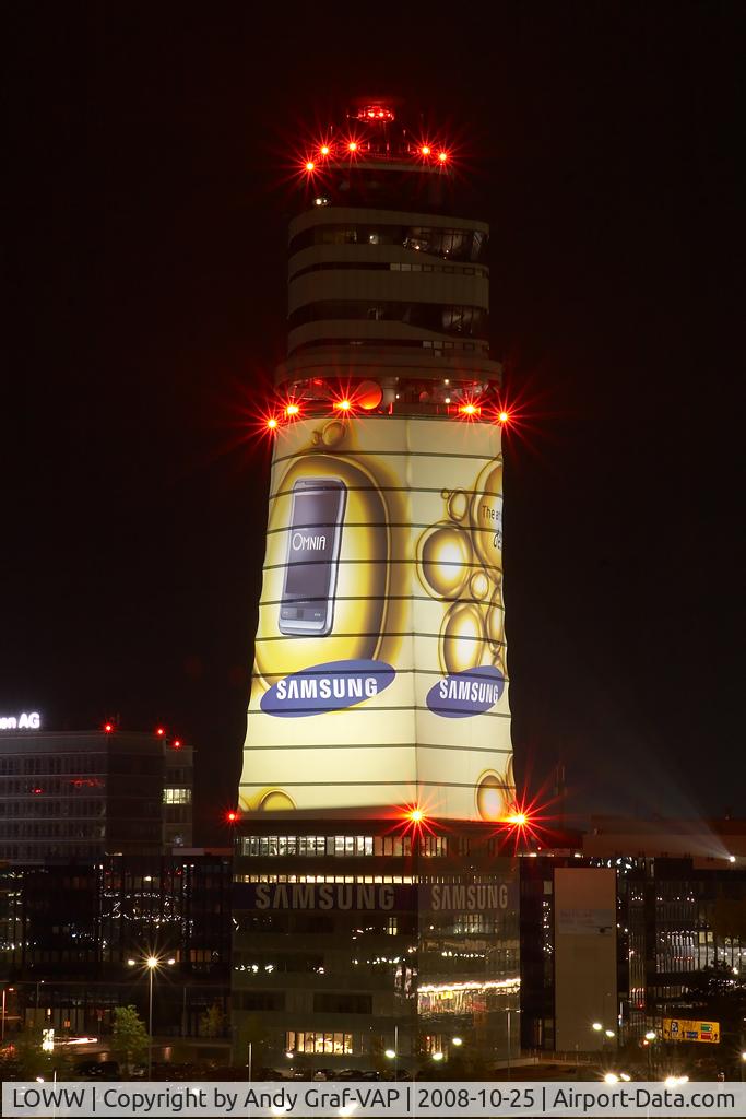 Vienna International Airport, Vienna Austria (LOWW) - Tower at night