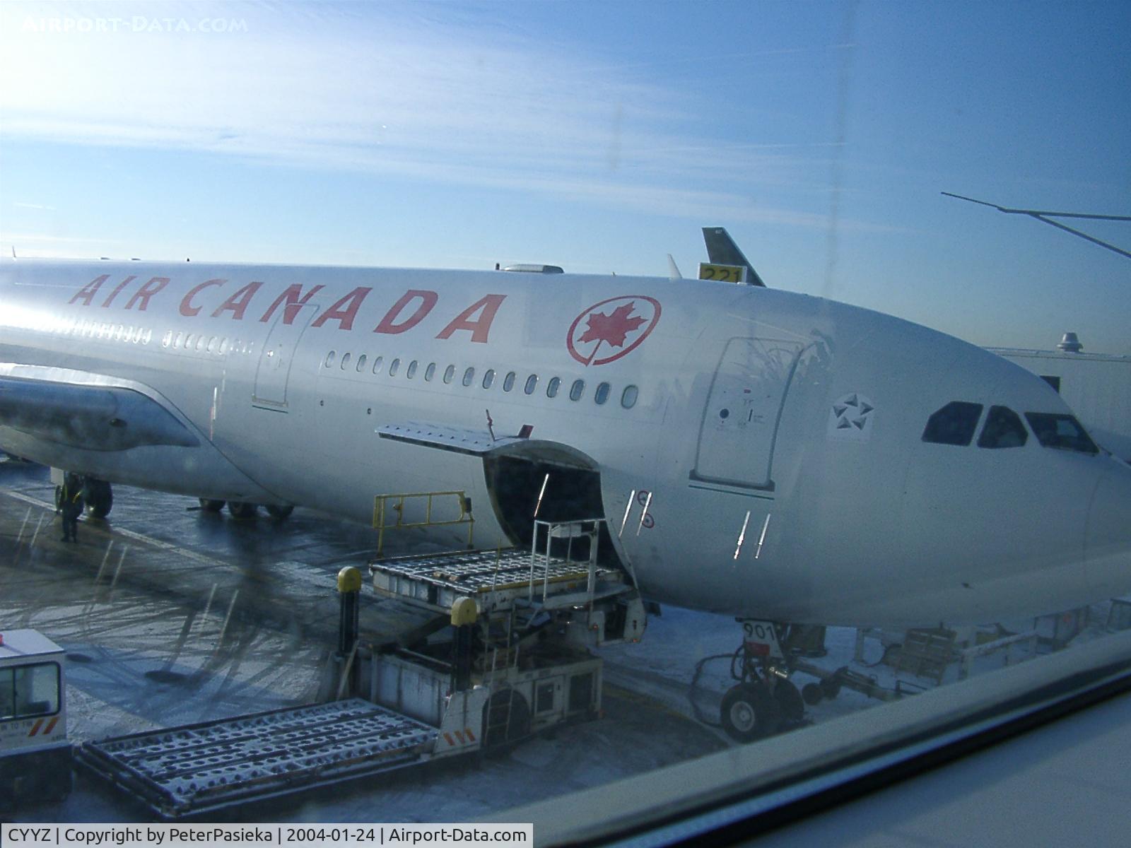 Toronto Pearson International Airport (Toronto/Lester B. Pearson International Airport, Pearson Airport), Toronto, Ontario Canada (CYYZ) - A340 at a gate at no longer existing Terminal 2 