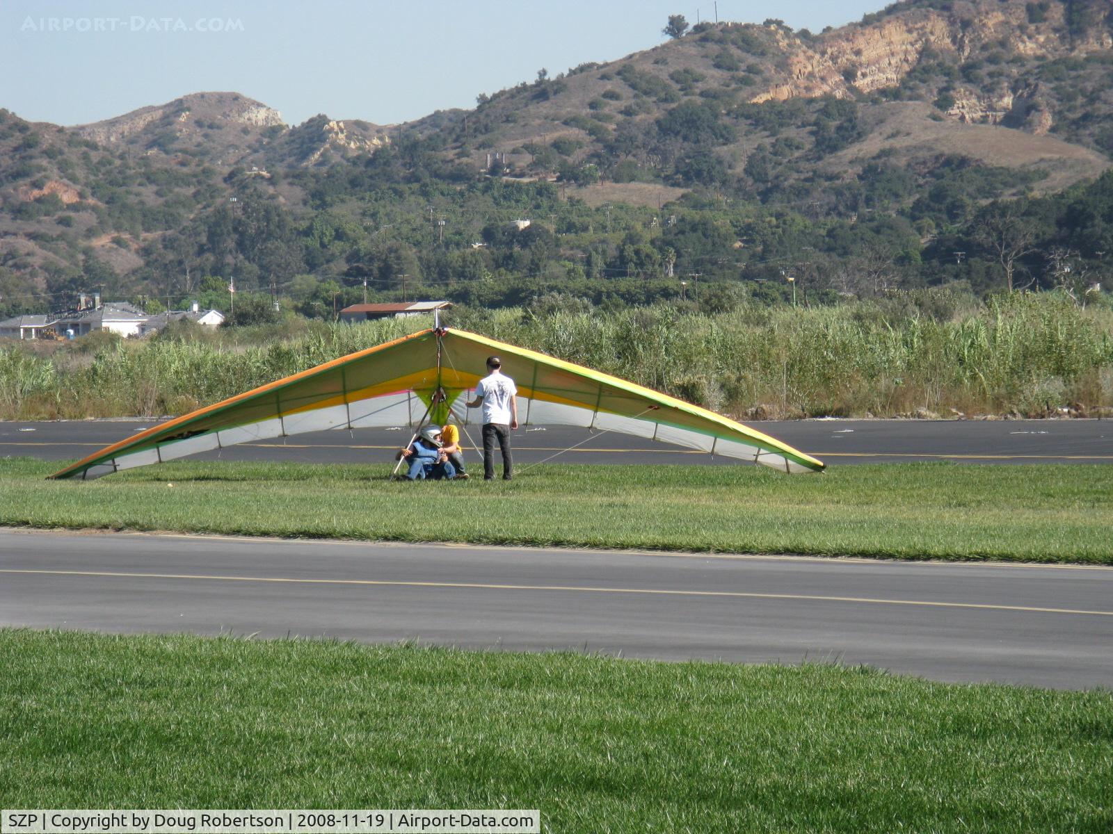 Santa Paula Airport (SZP) - Repealing the Law of Gravity-Hang Glider launching from level ground-Crashed
