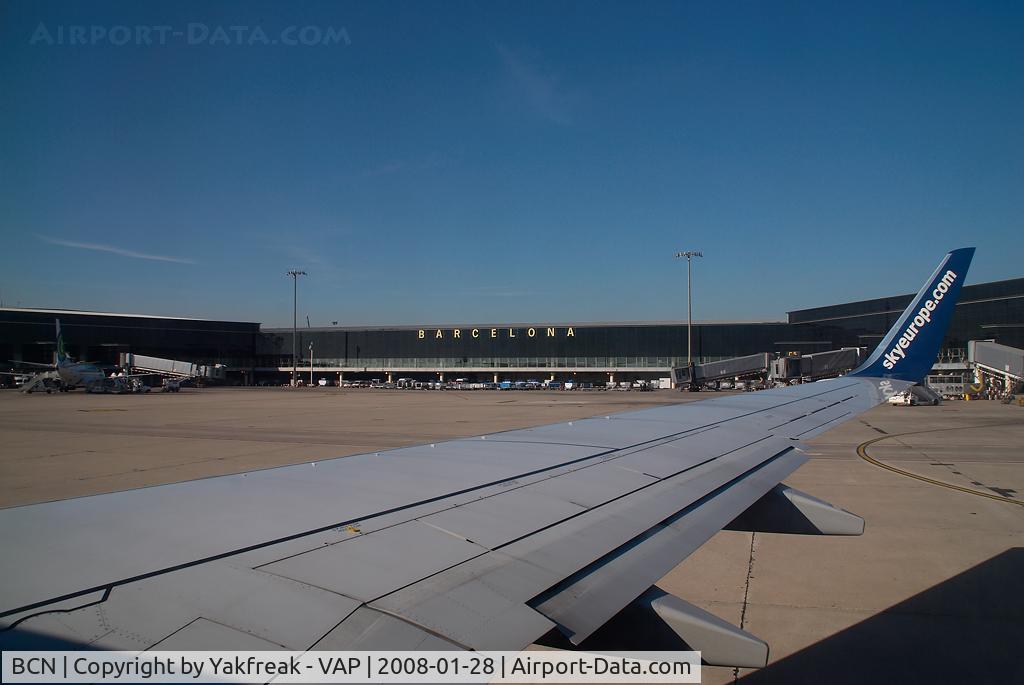 Barcelona International Airport, Barcelona Spain (BCN) - seen from Sky Europe 737-700 OM-NGA