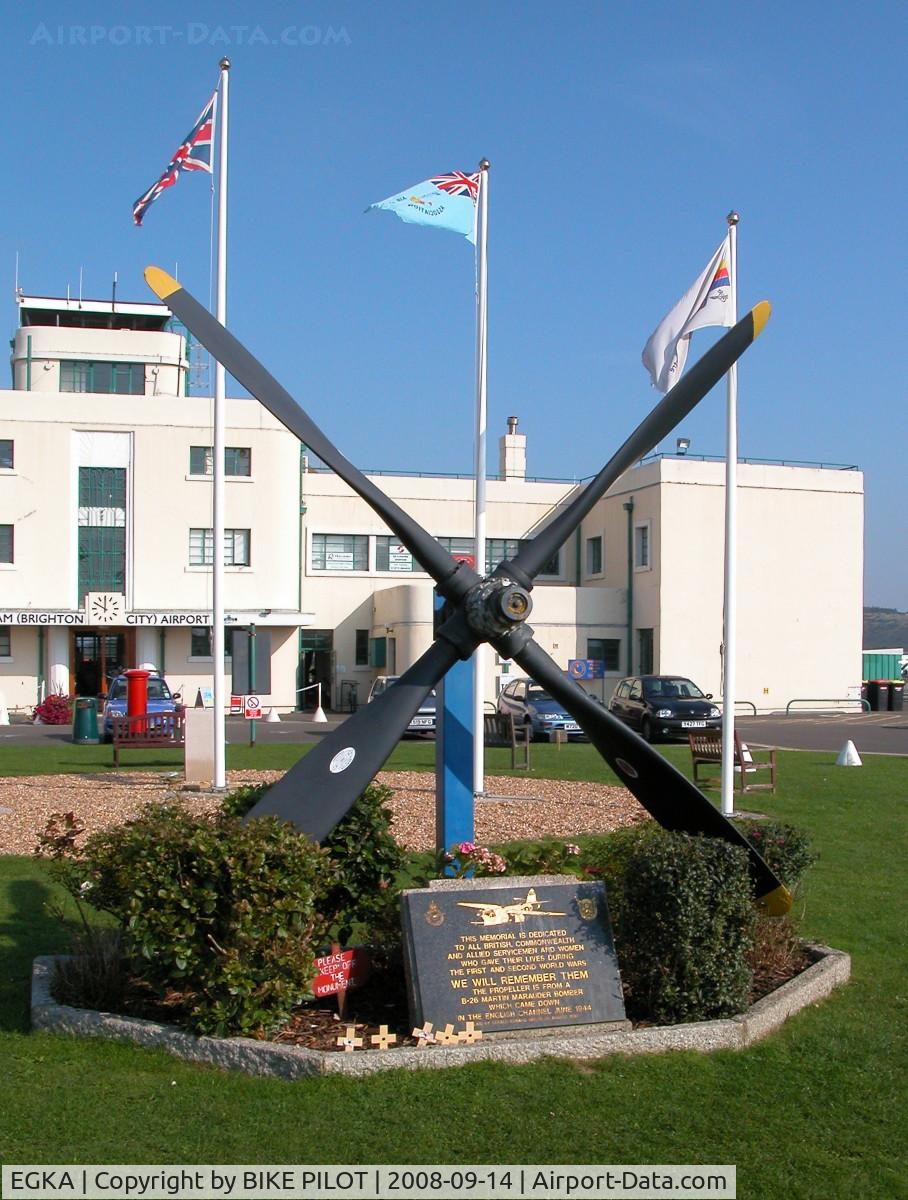 Shoreham Airport, Shoreham United Kingdom (EGKA) - MEMORIAL TO ALL THE AIRMEN AND WOMEN WHO LOST THERE LIVES IN THE TWO WORLD WARS. THE PROP IS FROM A MARAUDER LOST IN THE ENGLISH CHANNEL
