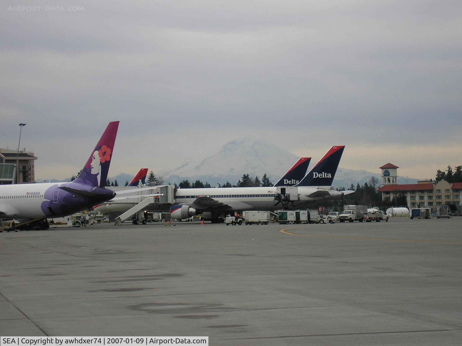 Seattle-tacoma International Airport (SEA) - south end of A-Gates with Mt. Rainier in background