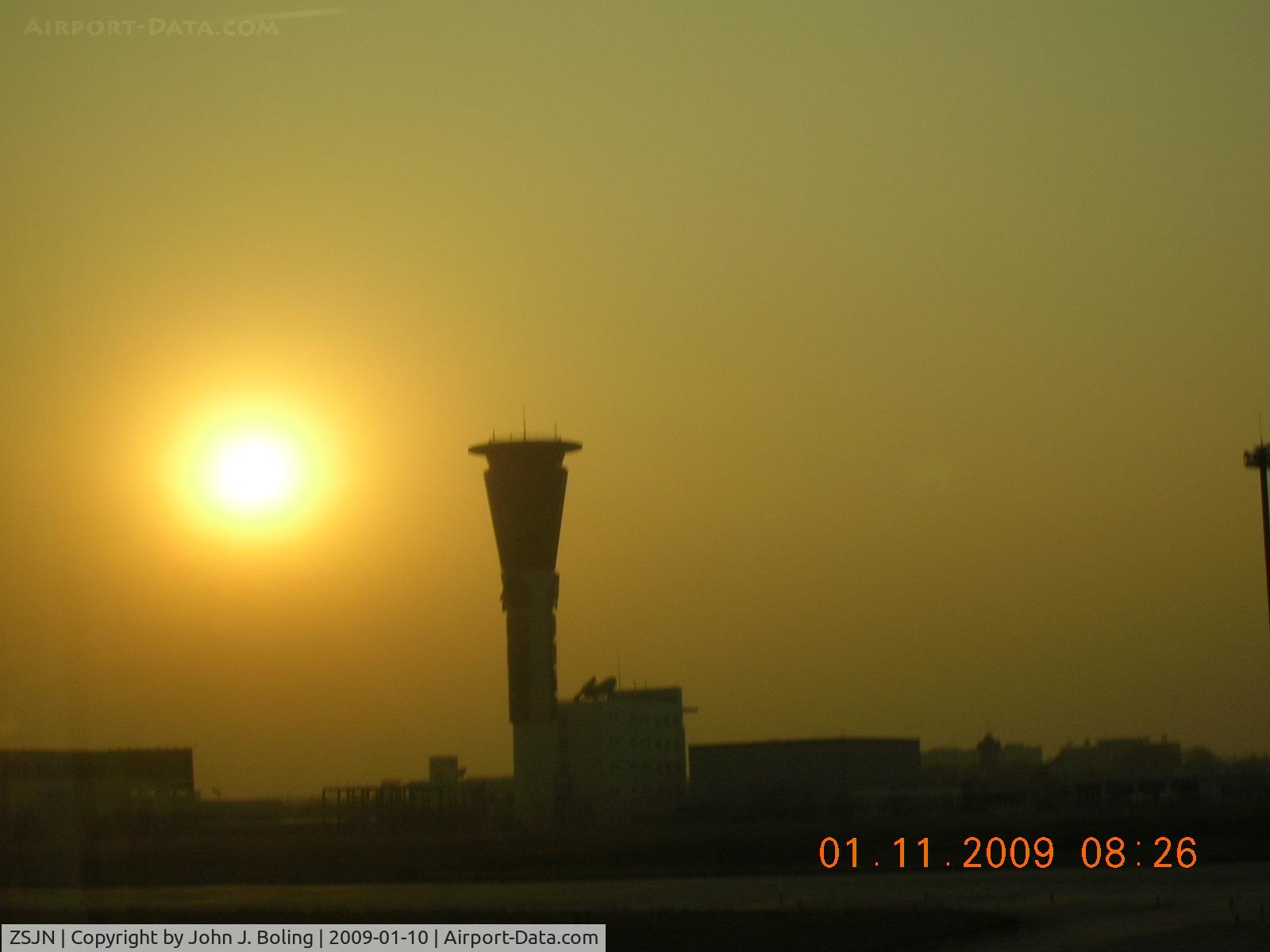Jinan Yaoqiang Airport, Jinan, Shandong China (ZSJN) - Control Tower in afternoon haze at Yaoqiang Airport, Jinan, PRC